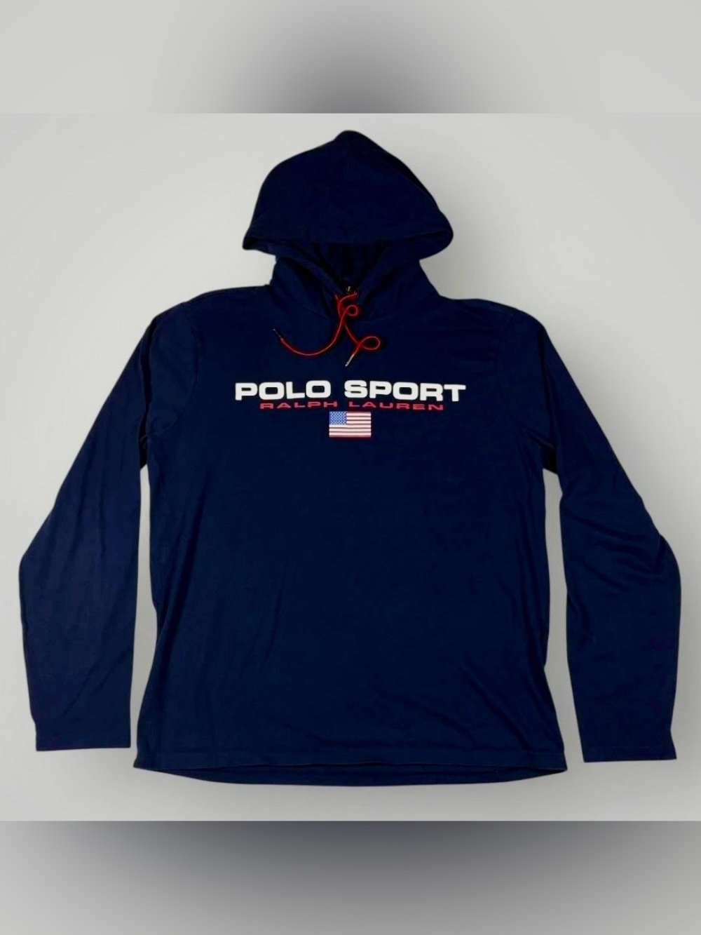 Men’s Navy POLO SPORT RALPH LAUREN Yacht 1996 Challenge Hooded T-Shirt Small 40”